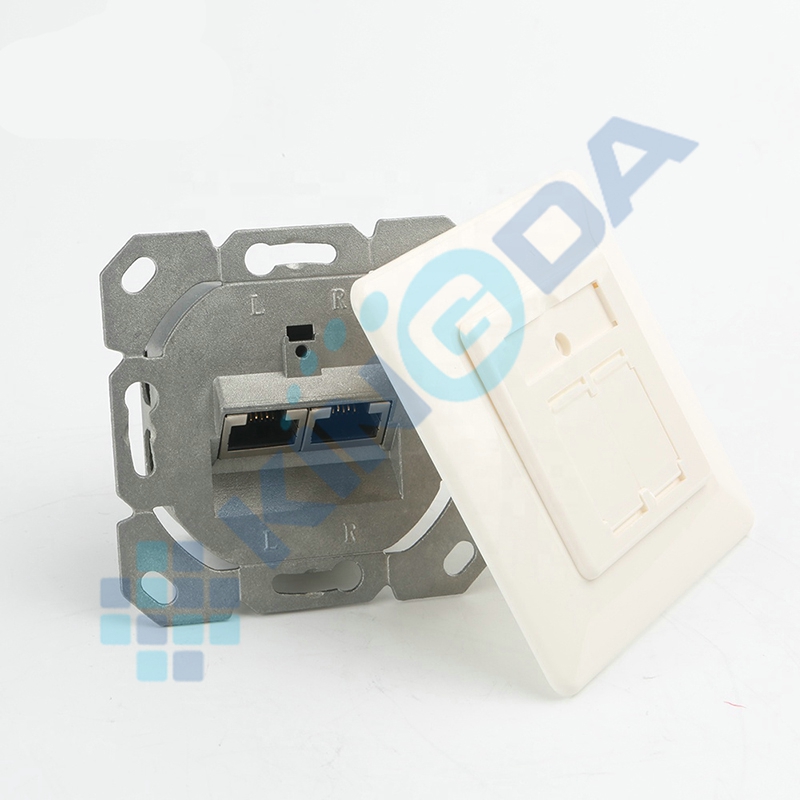 STP CAT6A Face Plate,2 Ports,Size 80x80mm,German Type